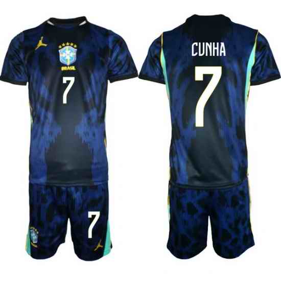 Youth Brazil 2026 FIFA World Cup Blue Away Soccer Jersey CUNHA #7